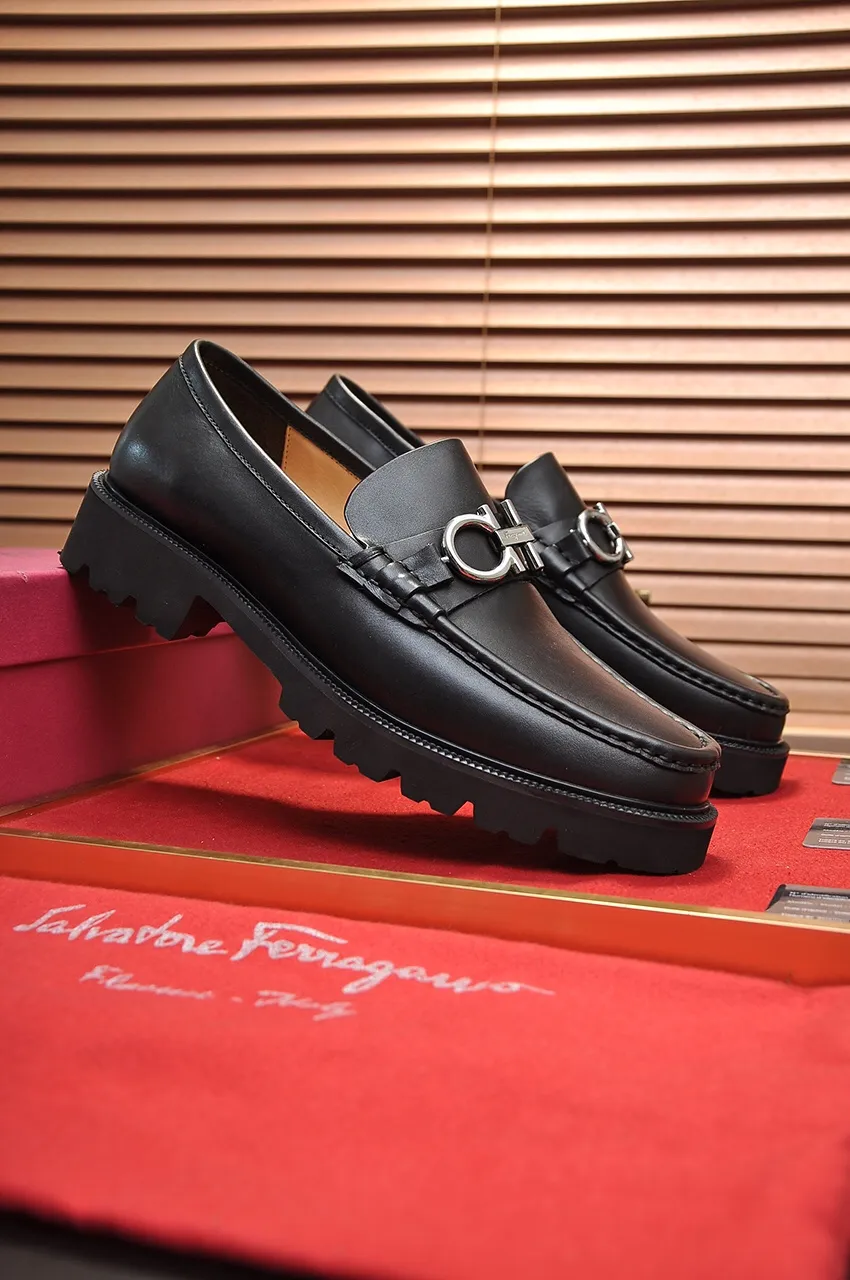 Men's men's shoes 💰540💶[Ferragamo/Ferragamo] (high-end Niuli) New 🍀 Ferragamo* - top version Ferragamo's classic formal leather shoes! Made of imported original cowhide, the inner top layer is comfortable cowhide lining! Original wear-resistant rubber outsole! High quality products! Code number 38-45 (45 customized)